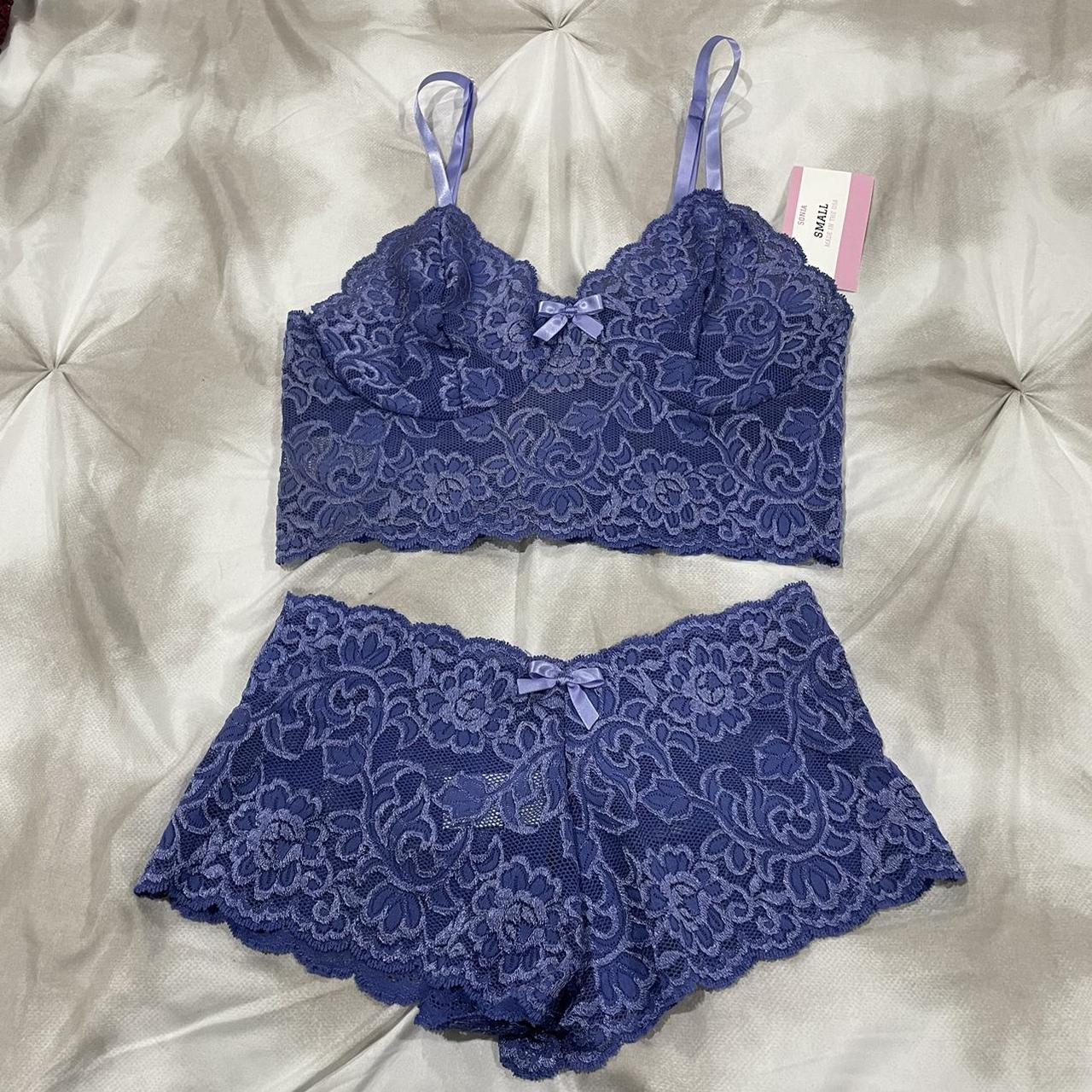 Doll core blue lace cami set See through cami and... - Depop