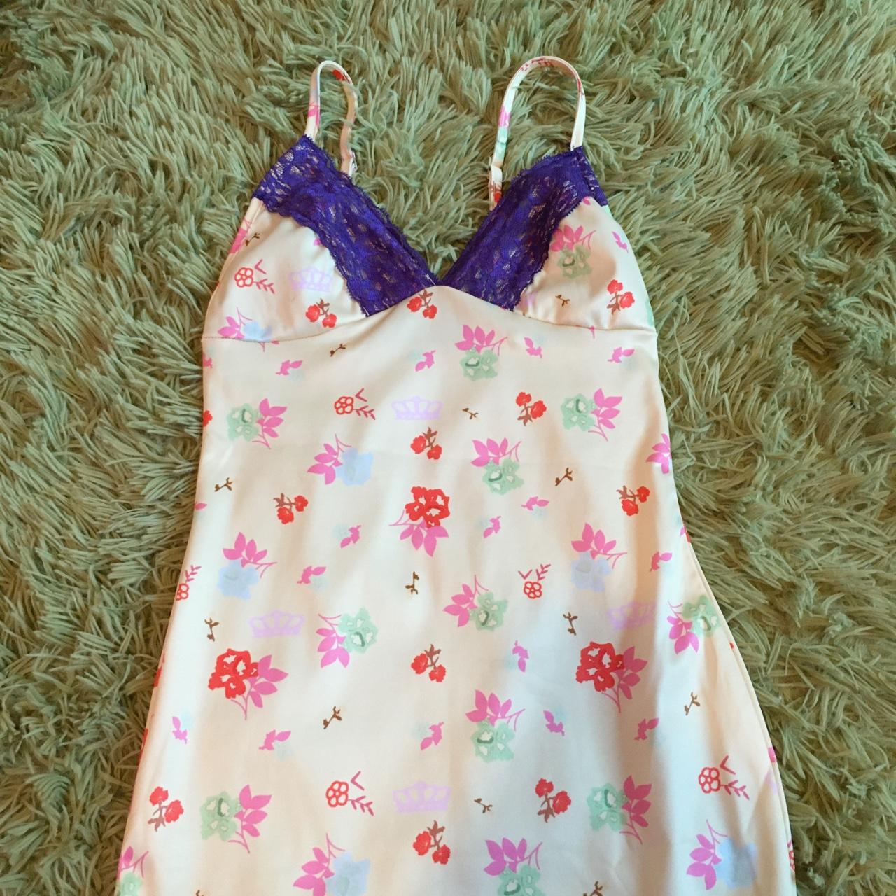 Women's Yellow and Purple Dress Depop