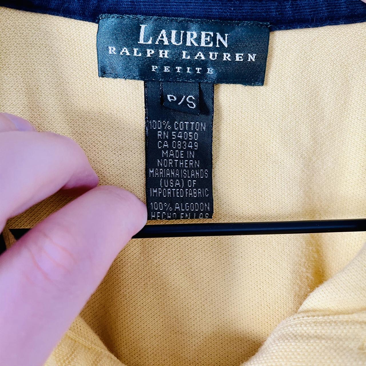 Cute 90s bright yellow Ralph Lauren collared quarter... - Depop