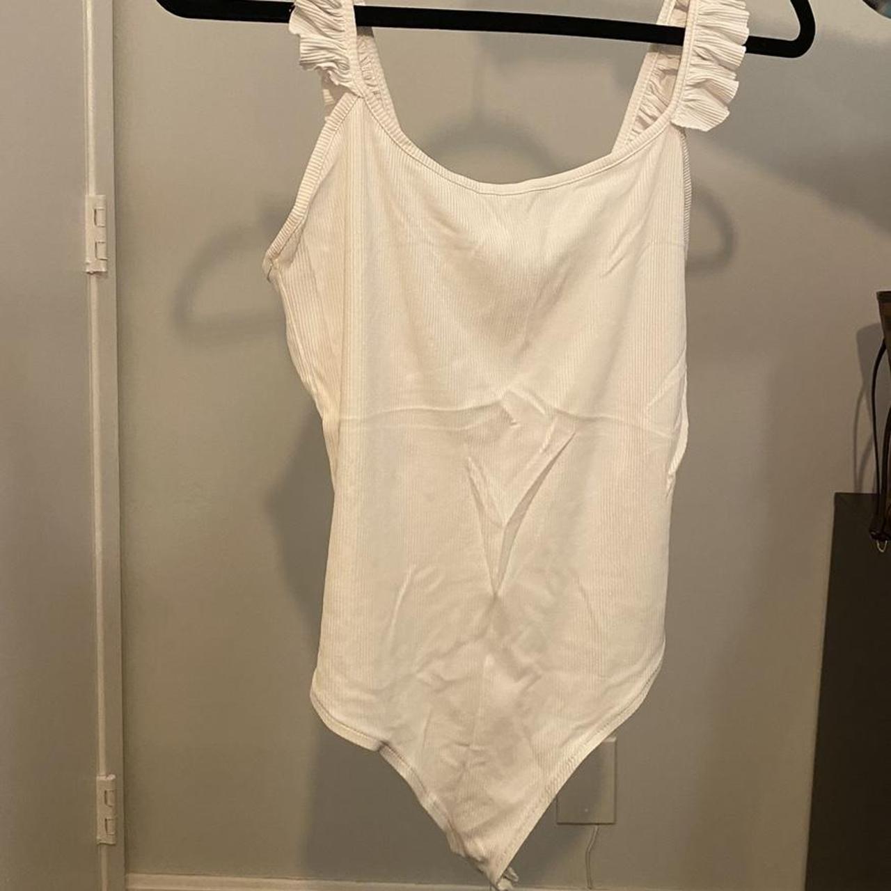ZARA WHITE BODYSUIT ruffles zara bodysuit Depop