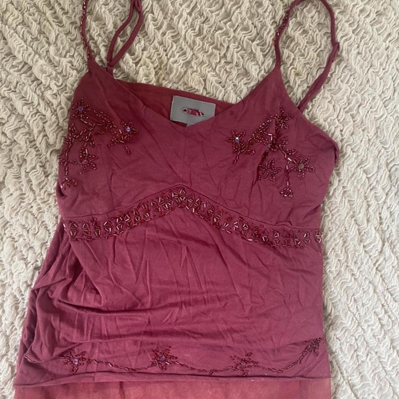 vintage cami top with beading embellishment 10\8 - Depop