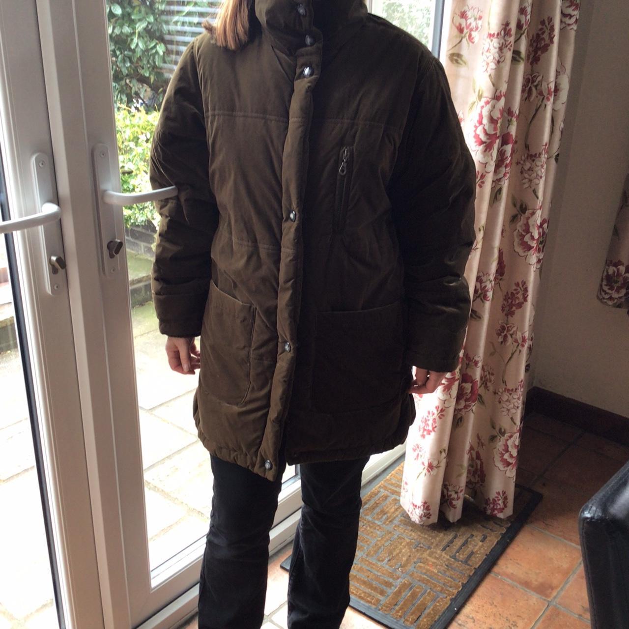 Womens green padded jacket Damo outdoors Roomy size 10 Depop