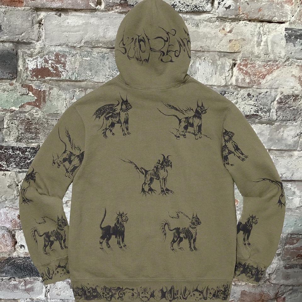 New Supreme Animal hoodie SS20, Light olive, 100%...