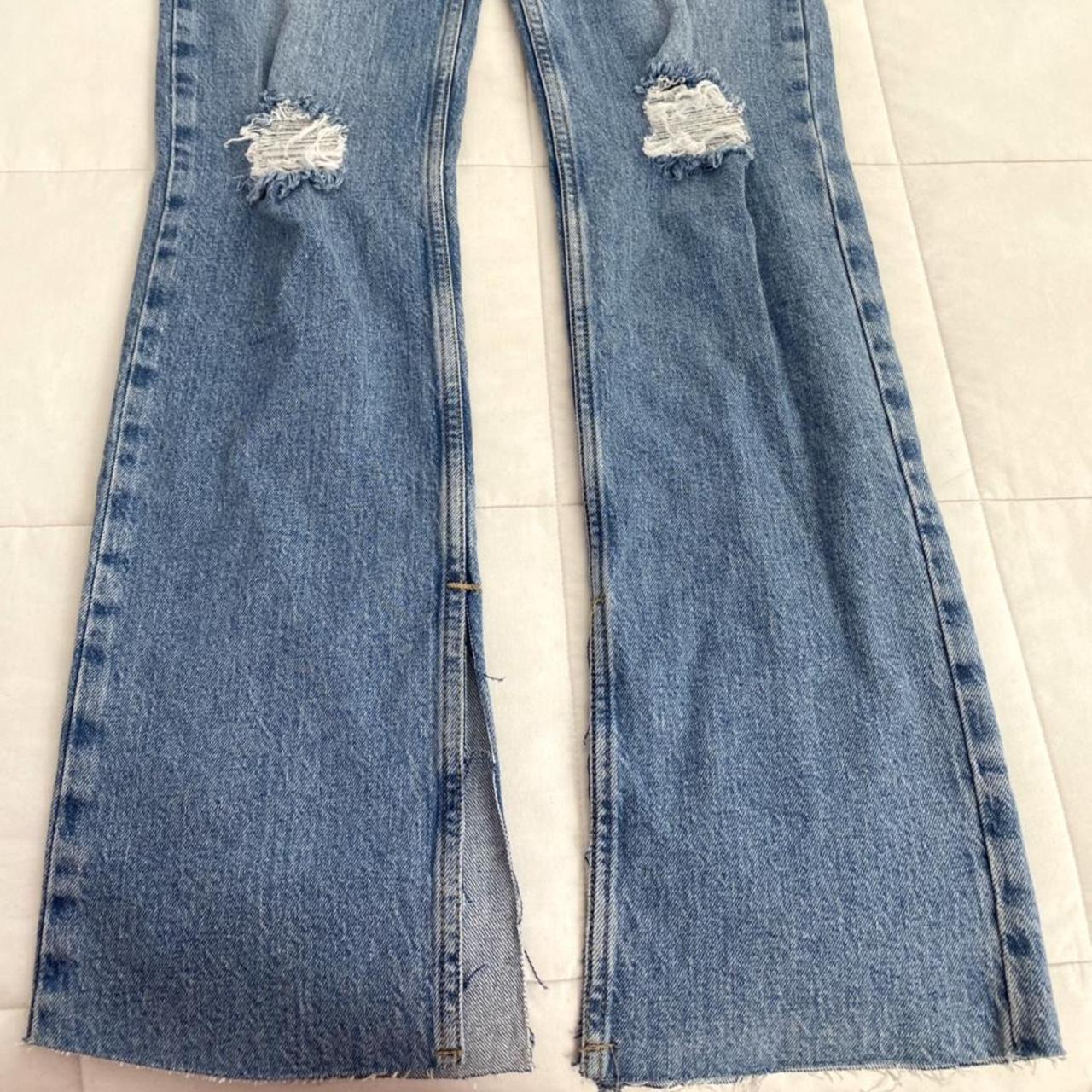 Zara bootcut ripped jeans!! super flattering; slit... - Depop