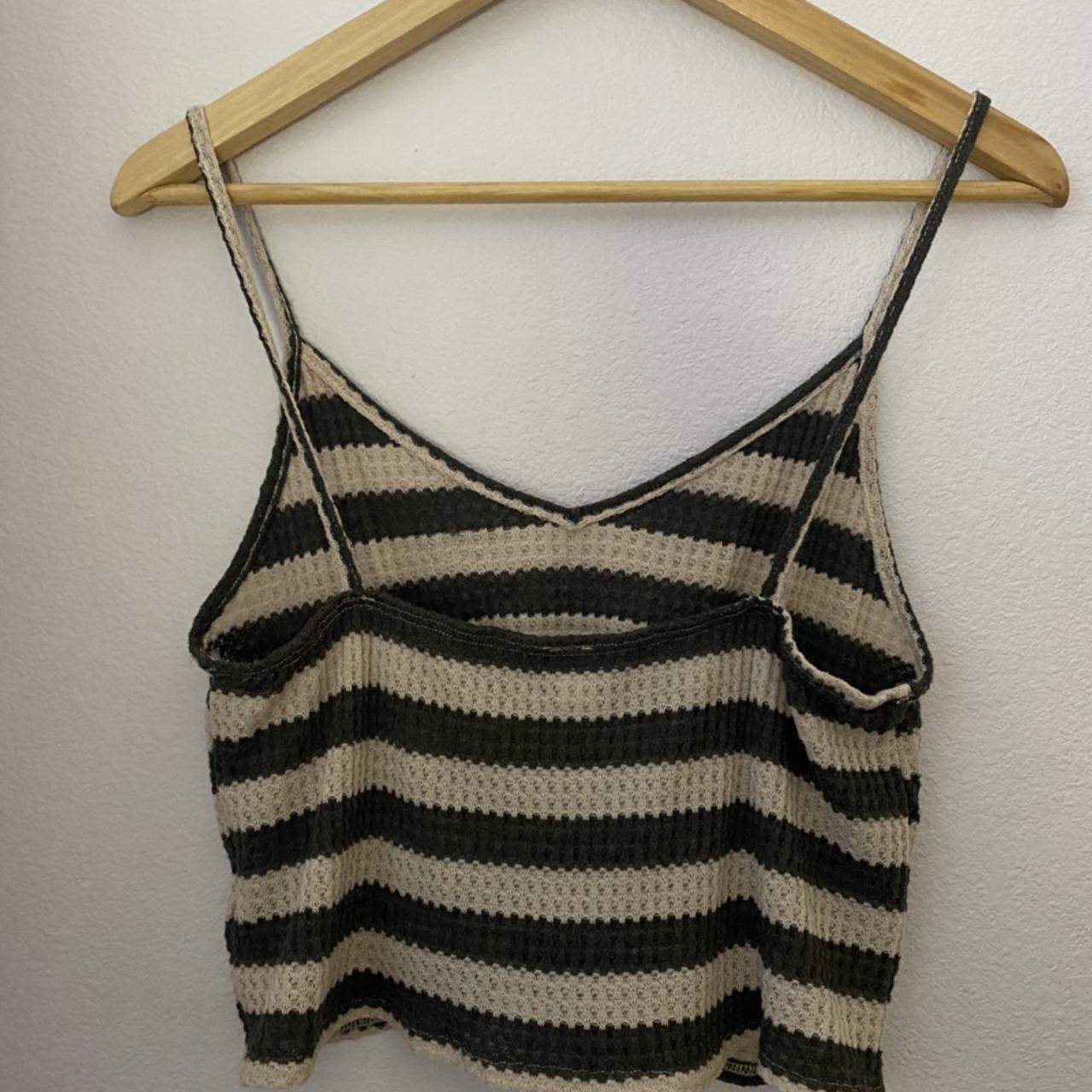 green and white stripped knit tank. super... - Depop