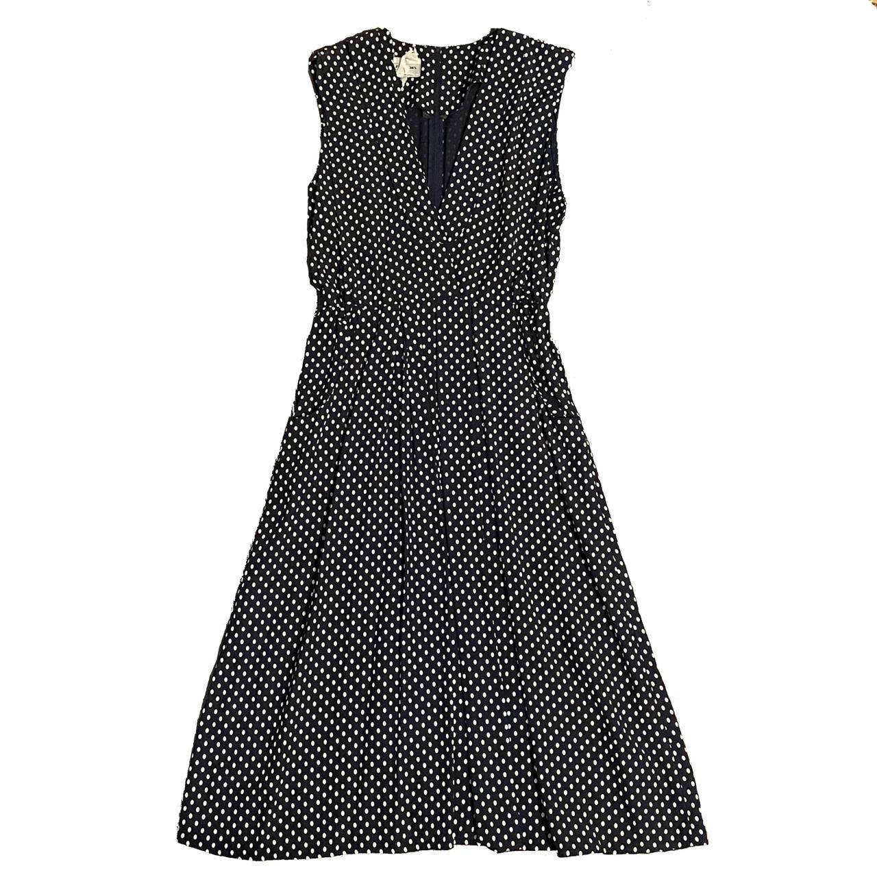 SL Fashions Women's Navy and White Dress | Depop