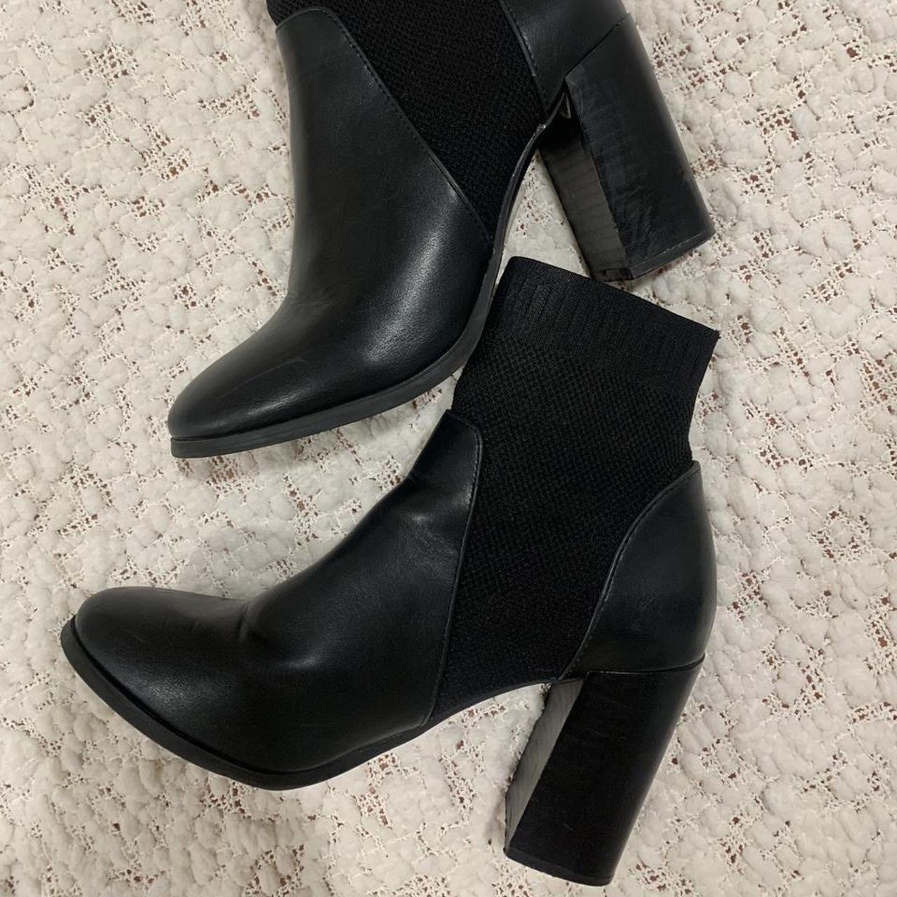 Black sock ankle boots Size 8 (euro 38.5/ us 8) In... - Depop