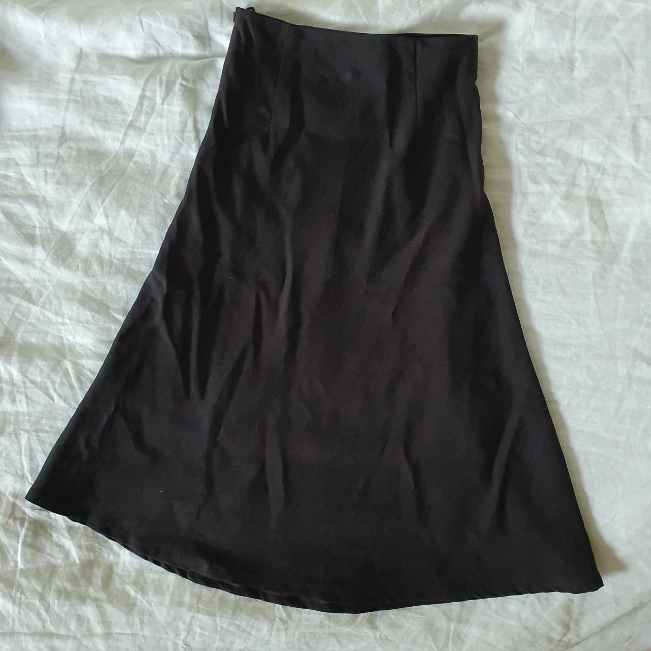 Black midi skirt // Classic skirt with a long a-line... - Depop