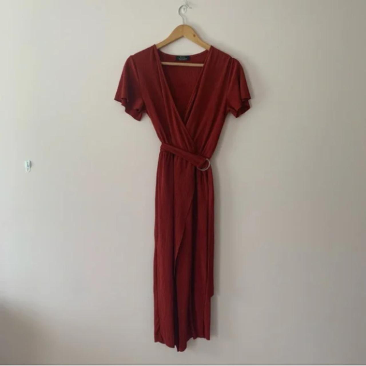 Bershka Women's Red and Orange Dress Depop