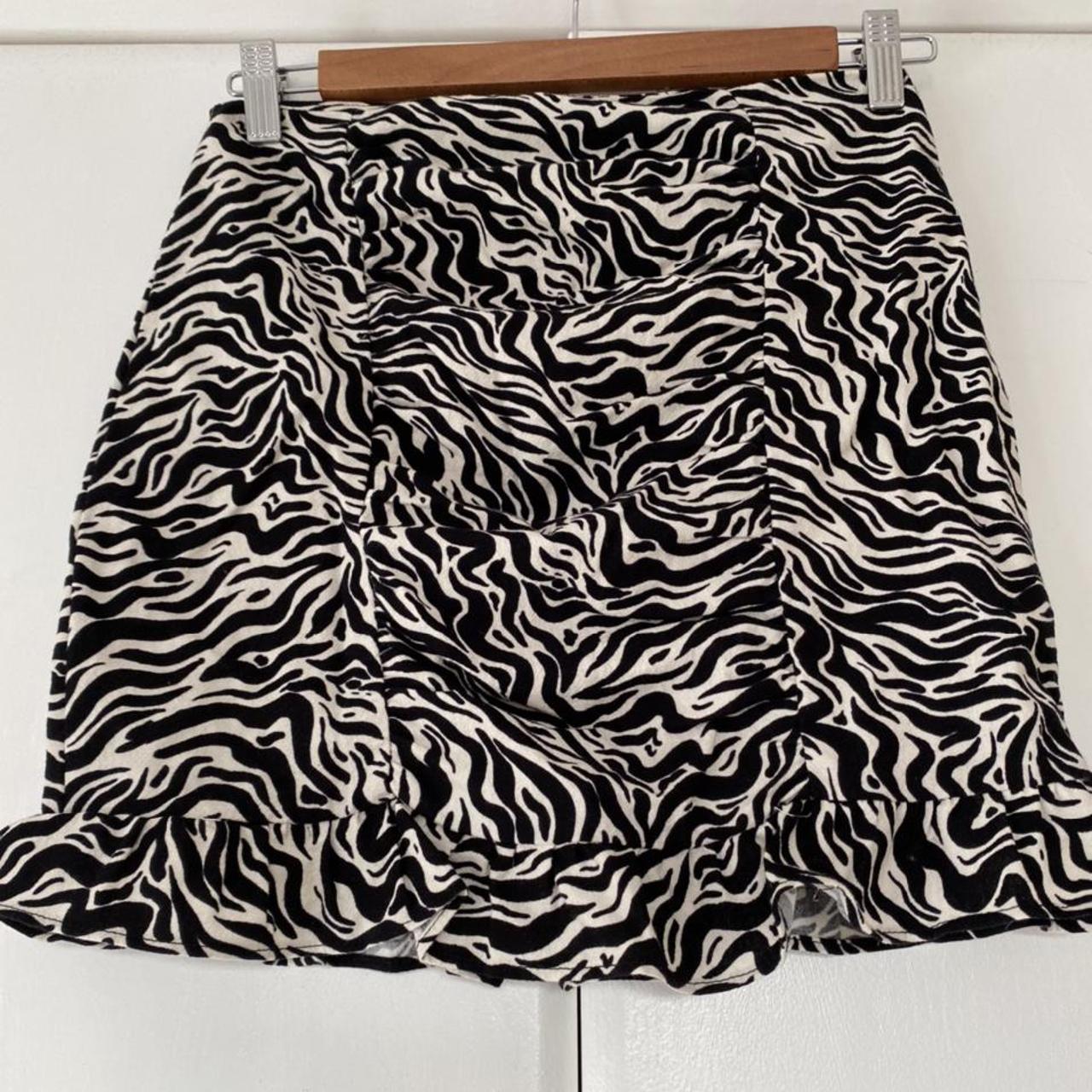 Pull & Bear zebra mini skirt with flounce hem. Never... - Depop