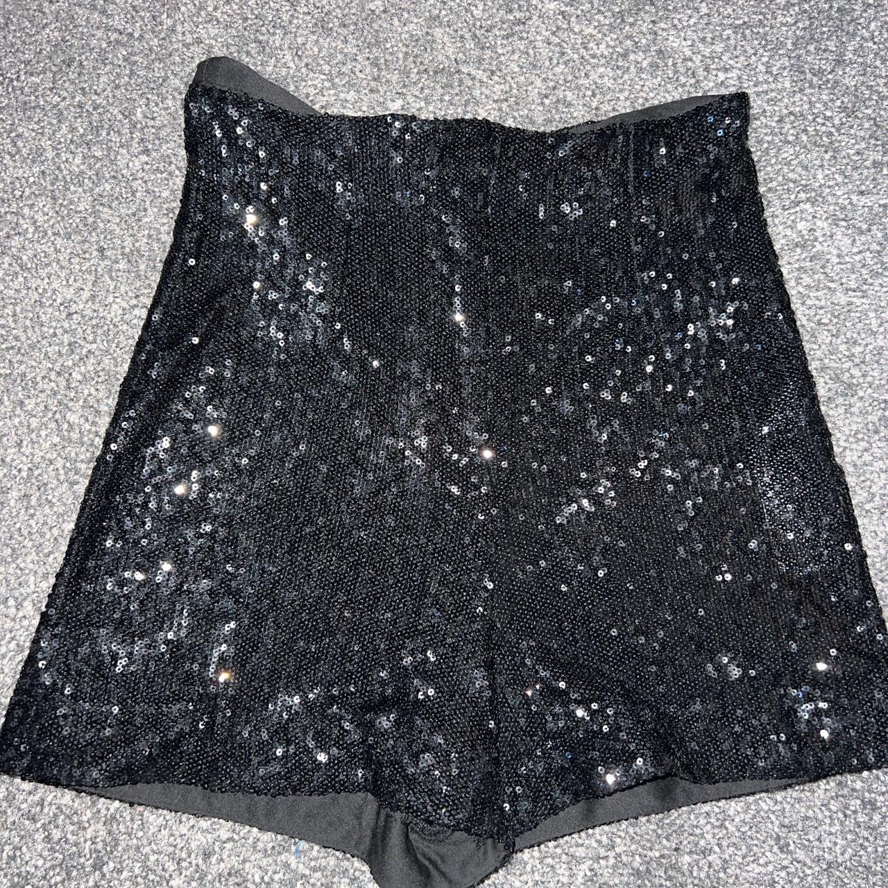 Black zara sequin shorts🖤 Perfect condition, only... - Depop