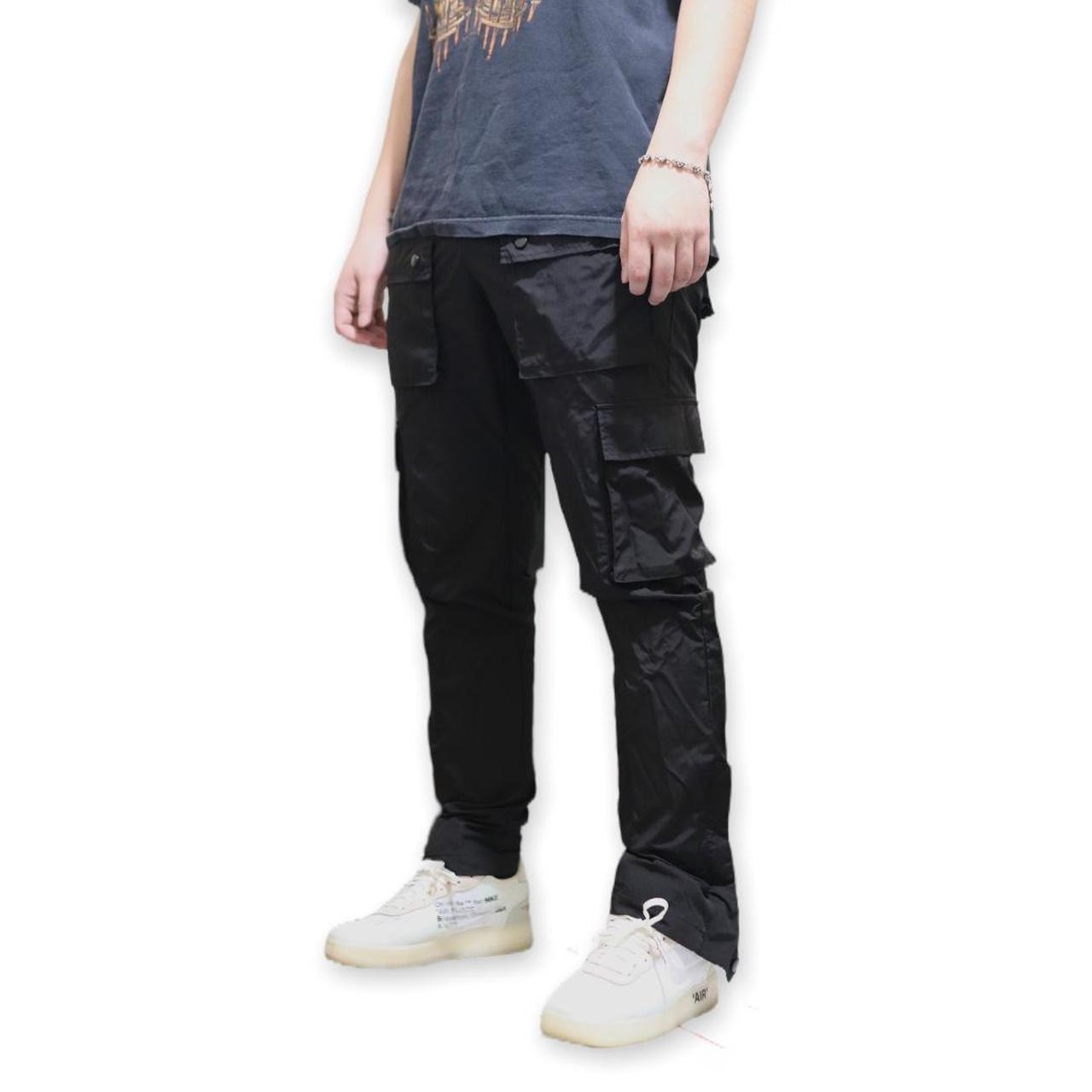 snap cargo pants black