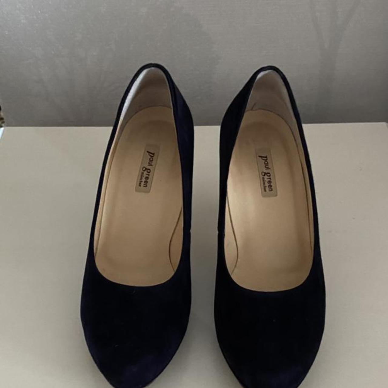 Paul Green slim platform navy suede shoes. 9cm heel.... - Depop