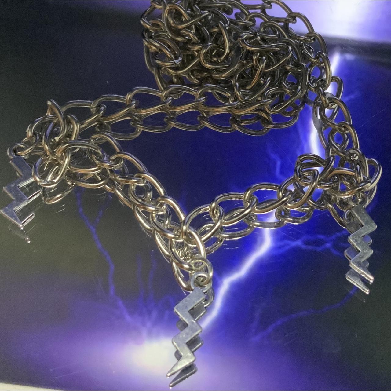 the lightning bolt chain necklace by electric by... Depop