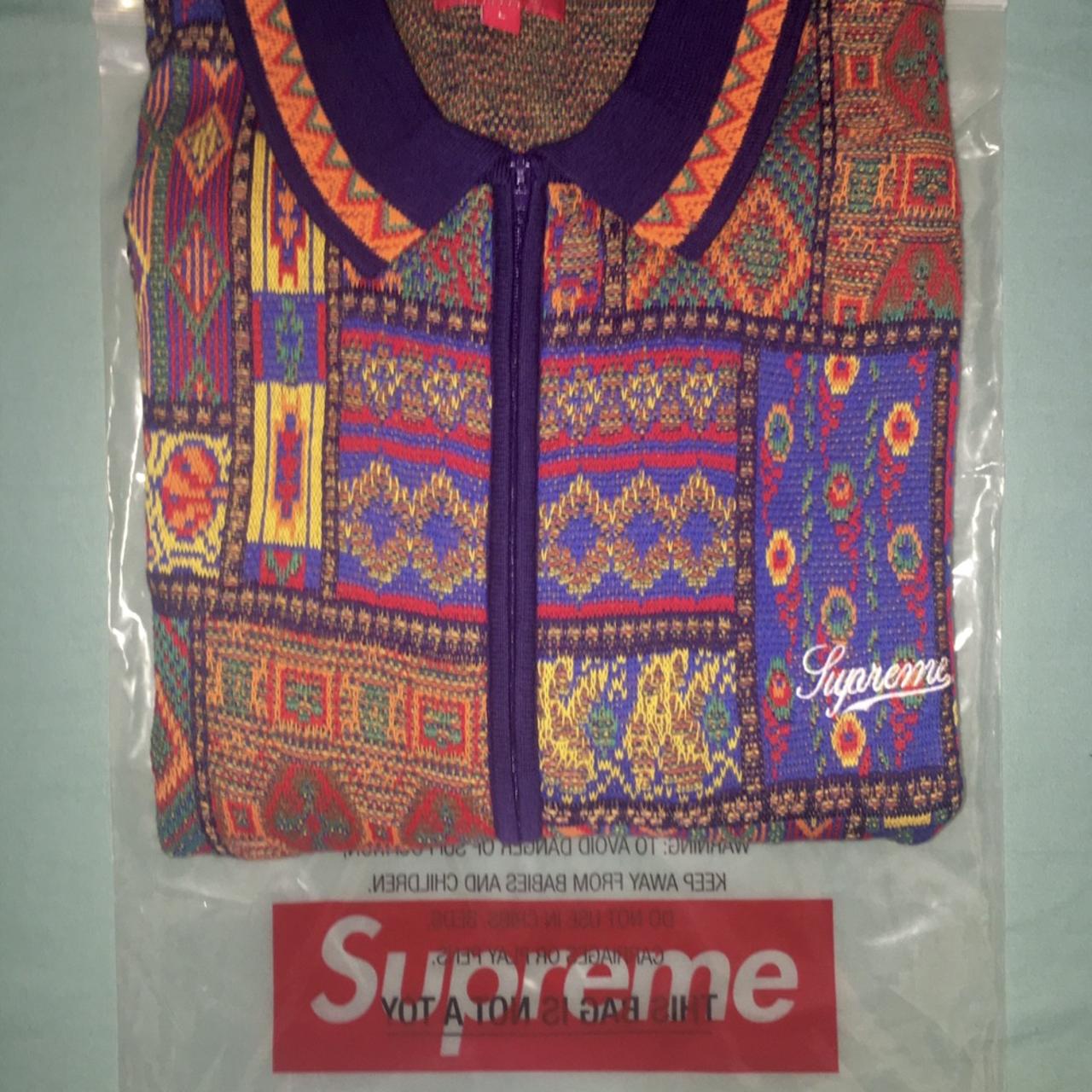 Supreme Patchwork Knit Zip Up Polo