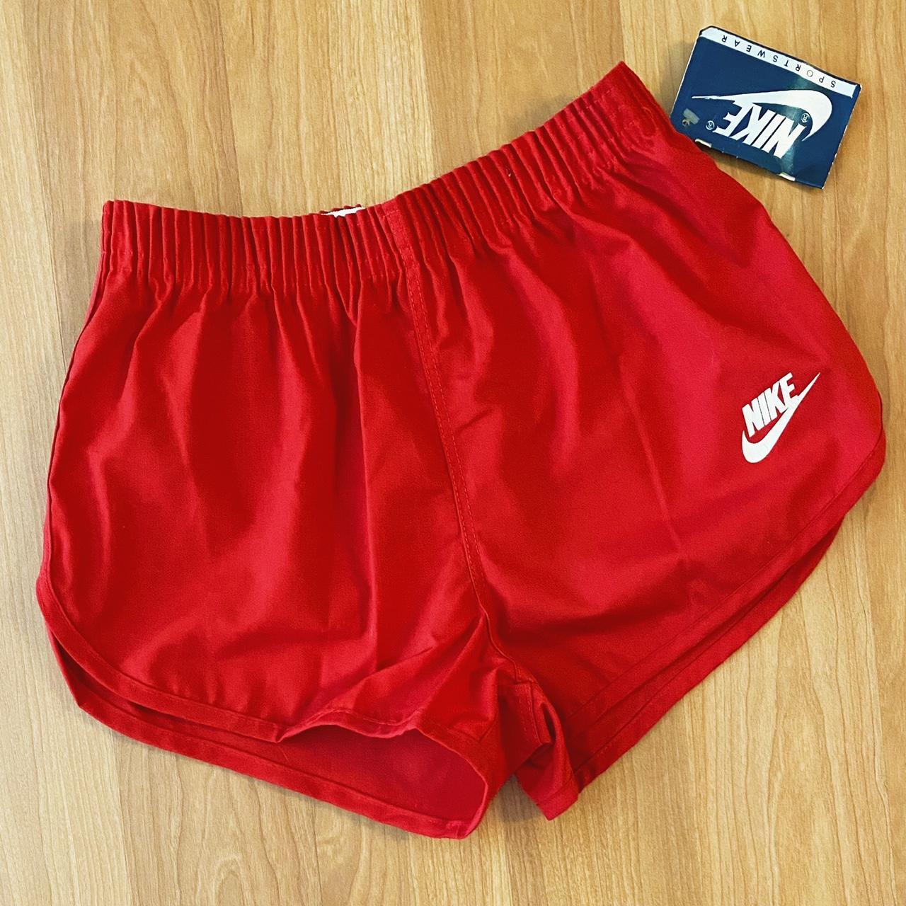 Nike Women's Red and White Shorts Depop