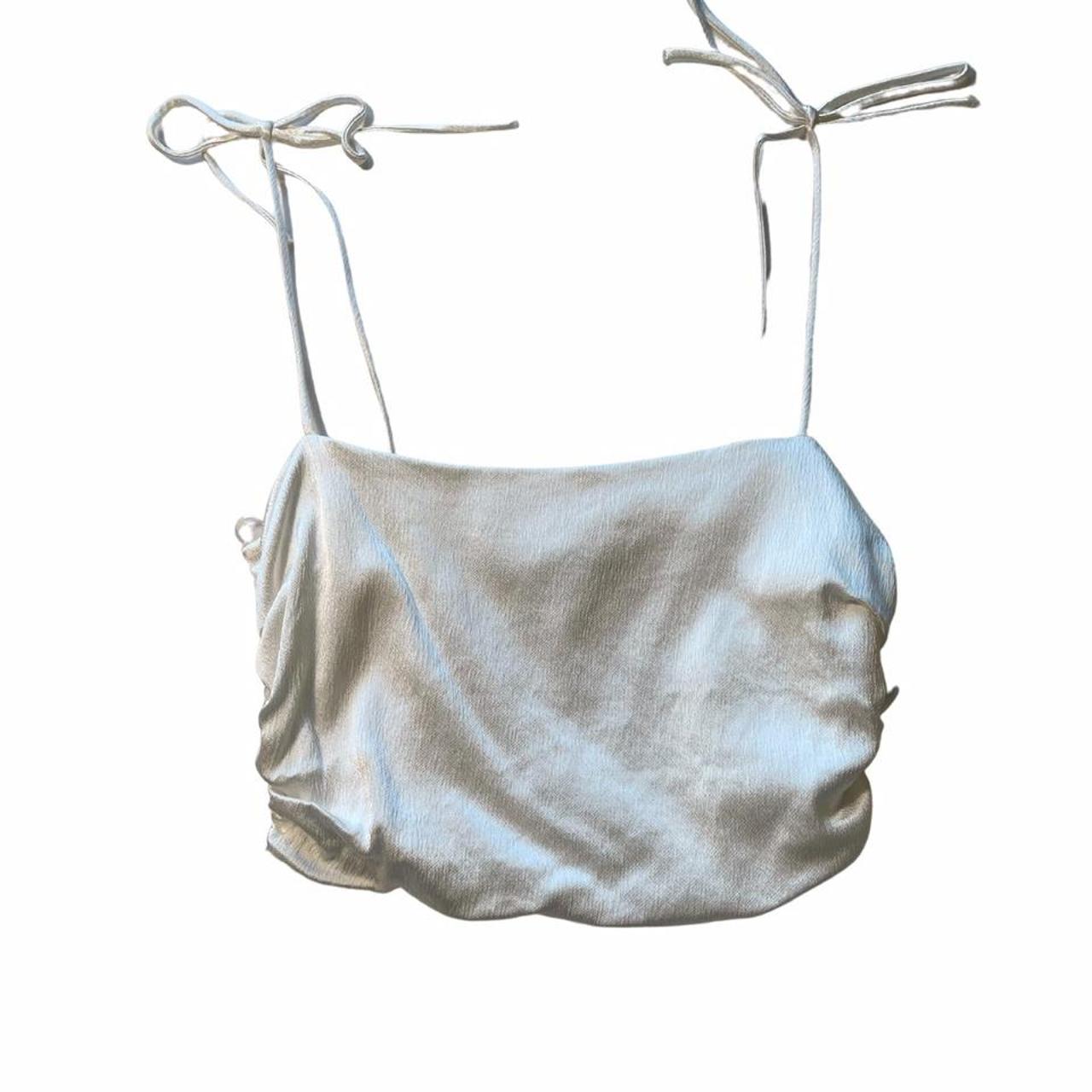 White, shiny Zara crop top Depop
