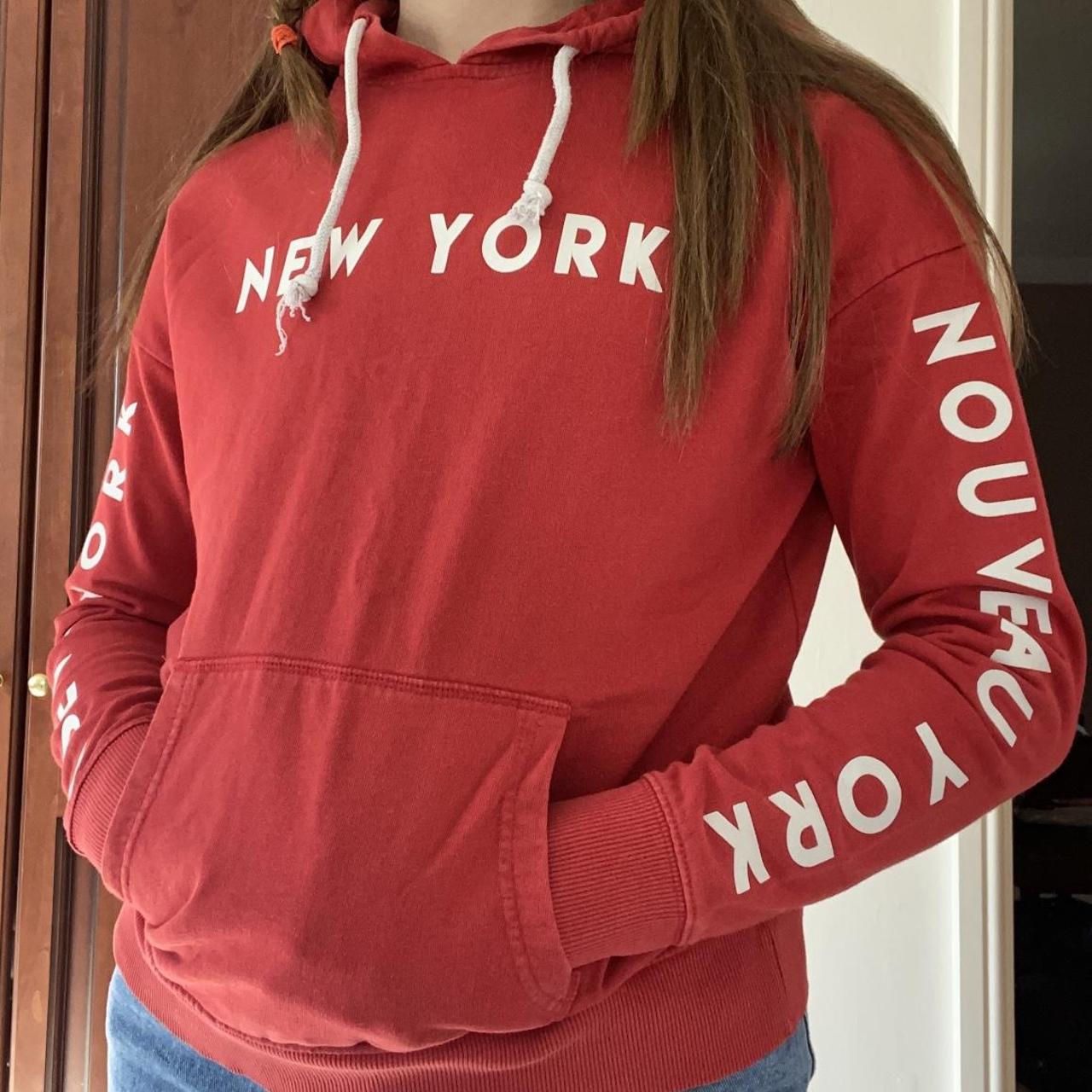 red new york hoodie from new look. size womens UK 8... Depop