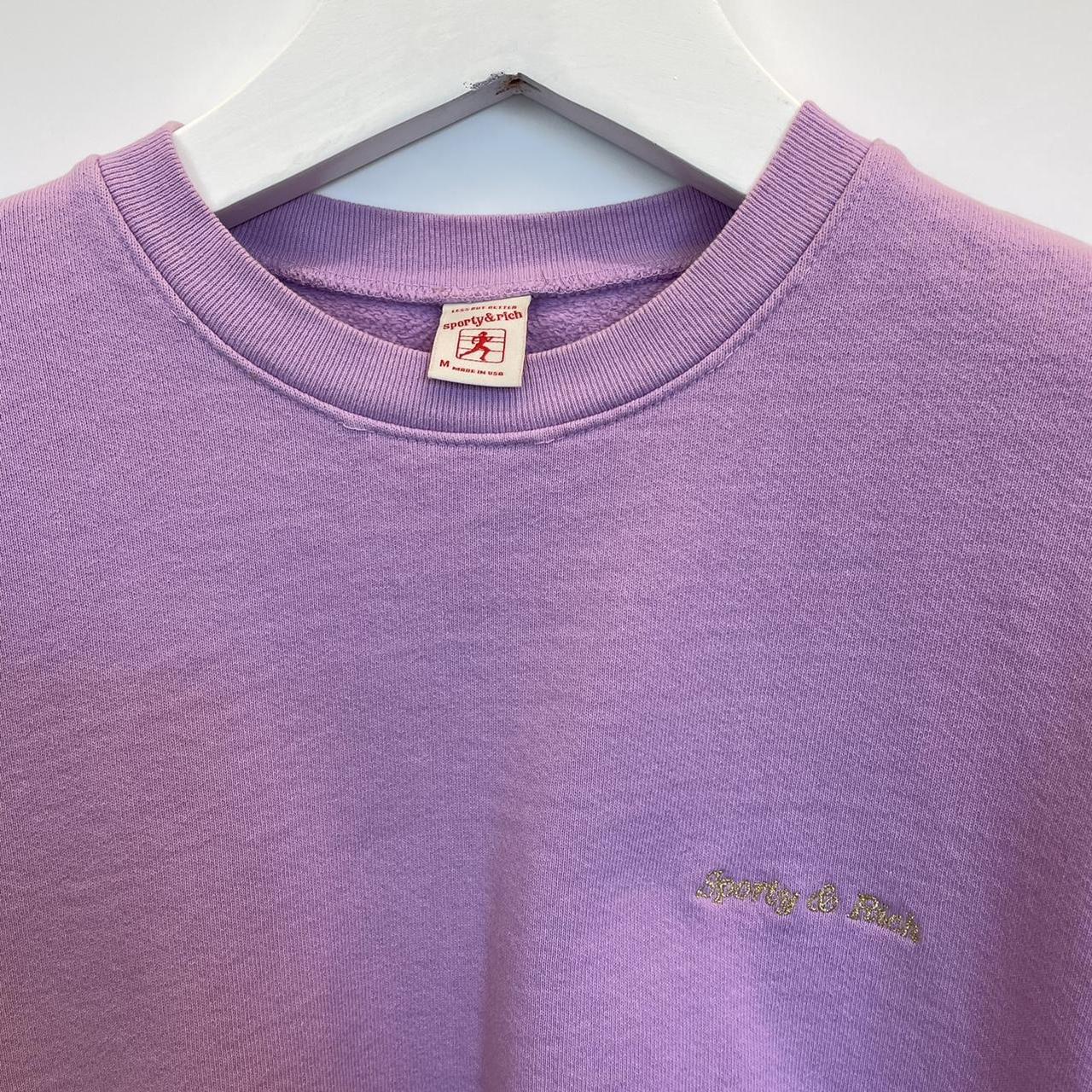 Sporty and Rich classic logo crew neck Lilac Size... - Depop