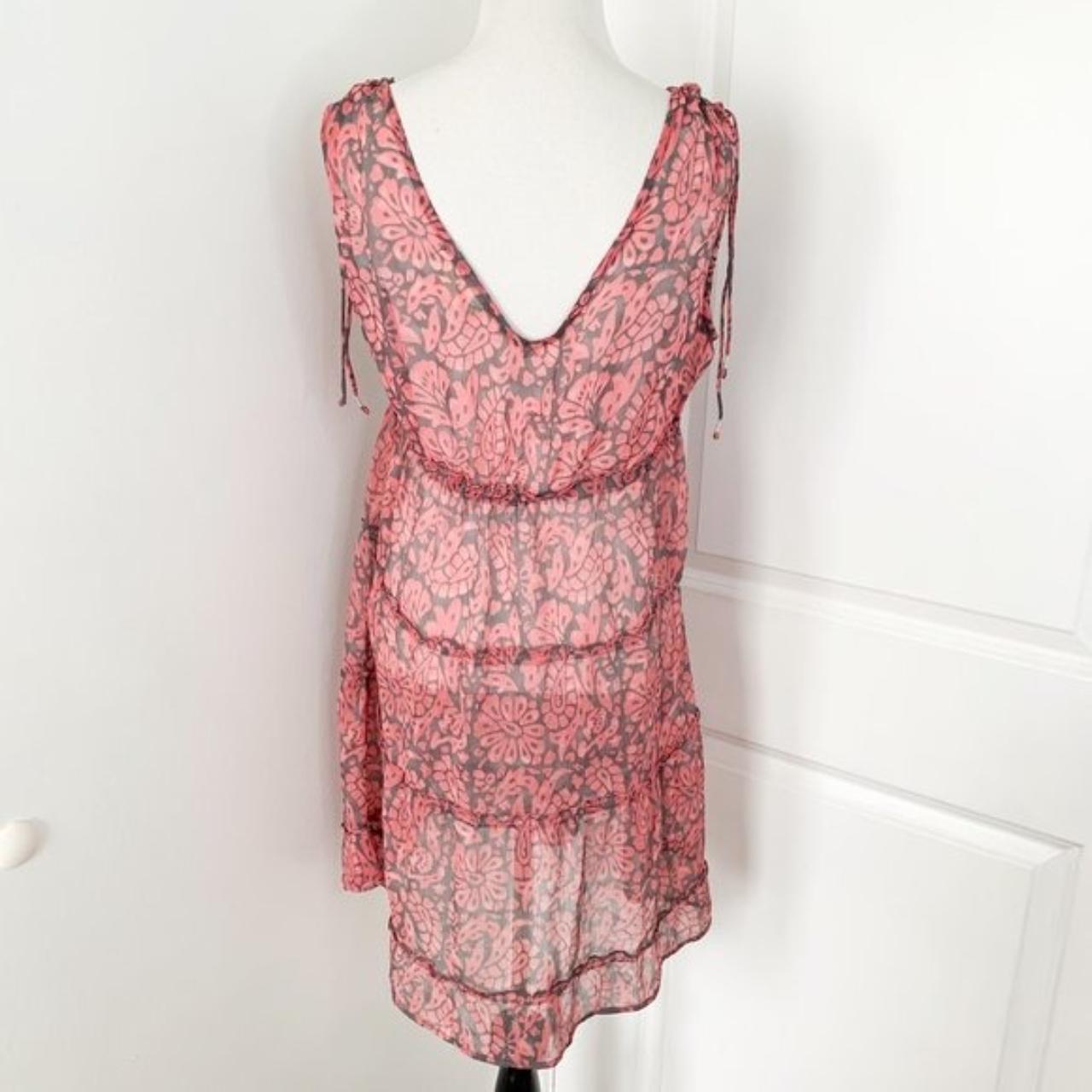 American Eagle Sheer Flowy Dress with tiered ruffle... - Depop