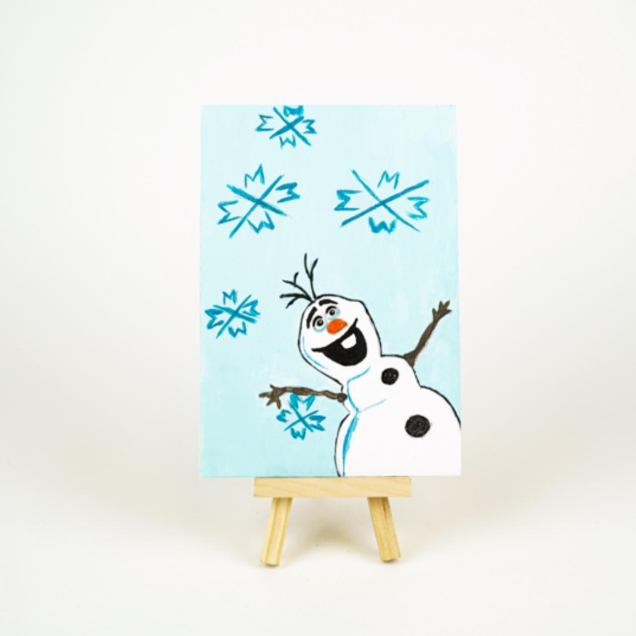 "Olaf" Acrylic Sustainable Painting on Upcycled... Depop