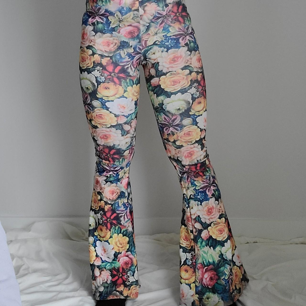 floral flare pants 🖤 y2k does 70s floral flare pants - Depop