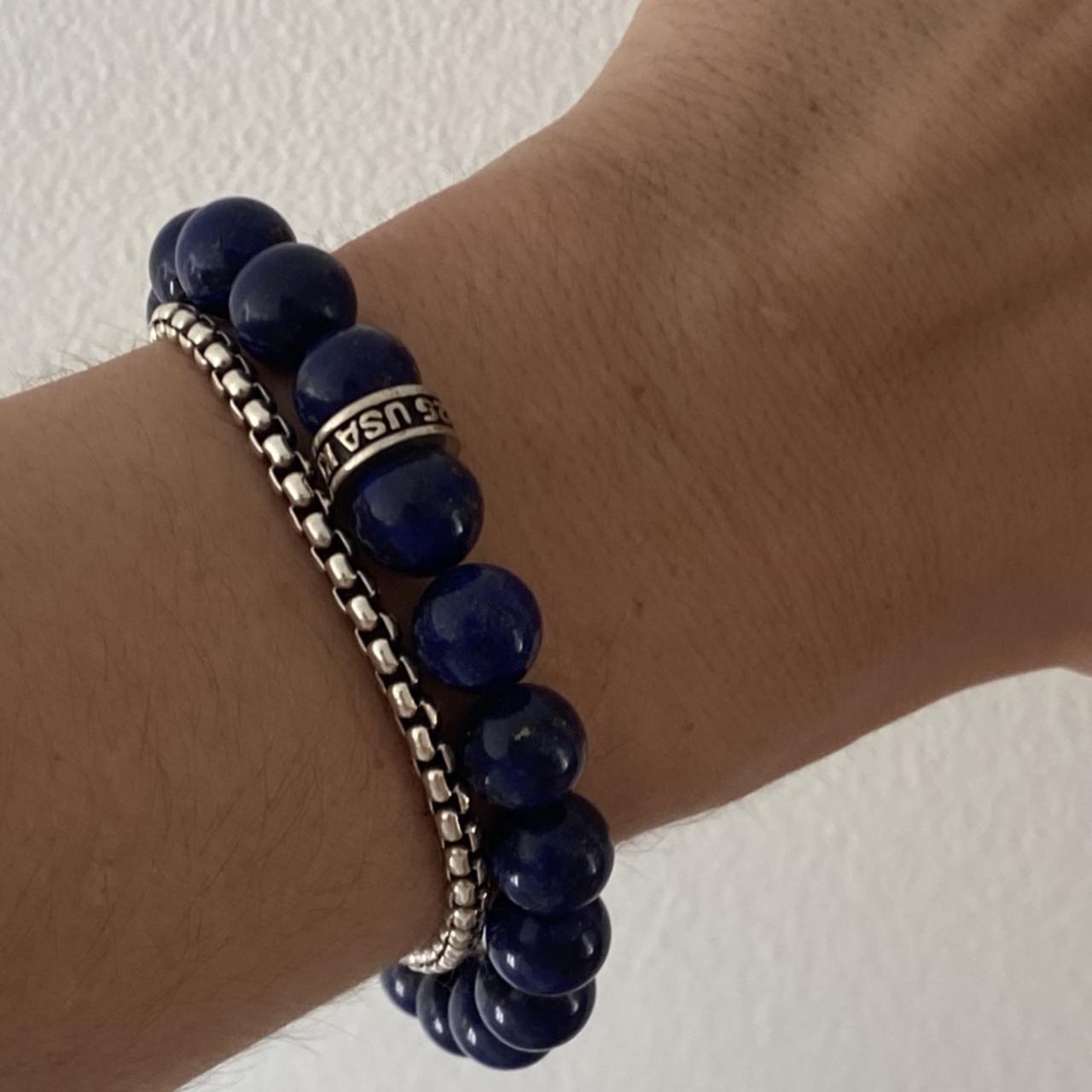 Large Bead Bracelet for Men Blue Lapis by King Baby