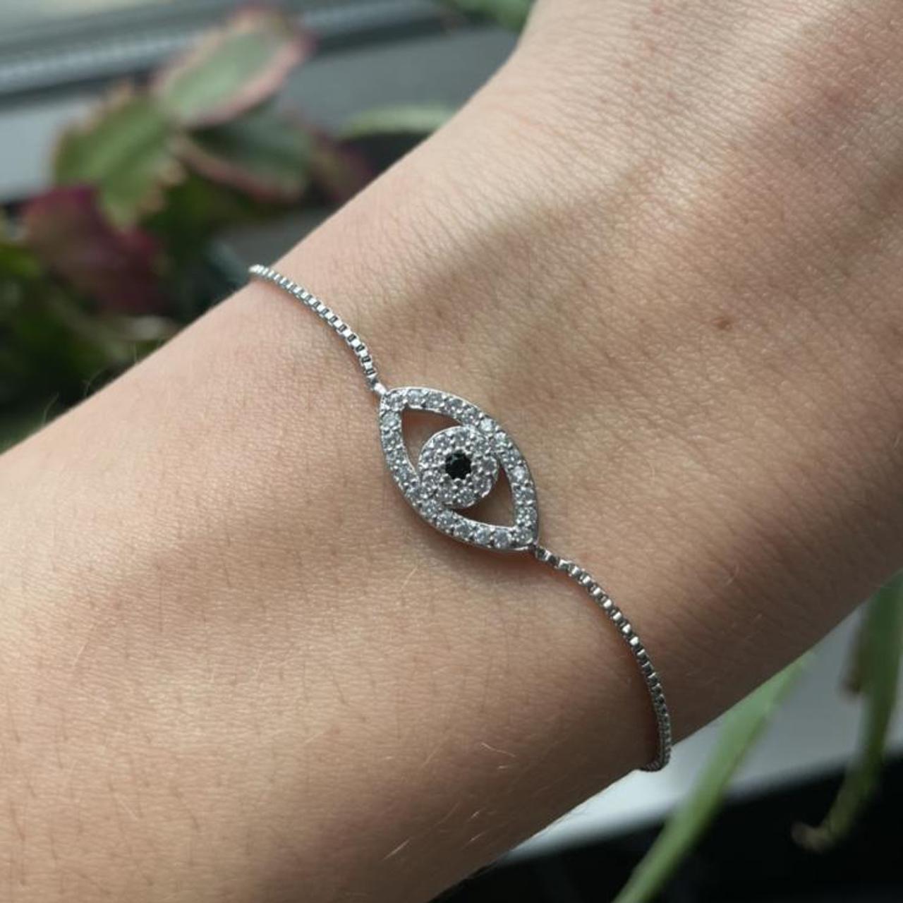 Silver evil eye deals bracelet swarovski