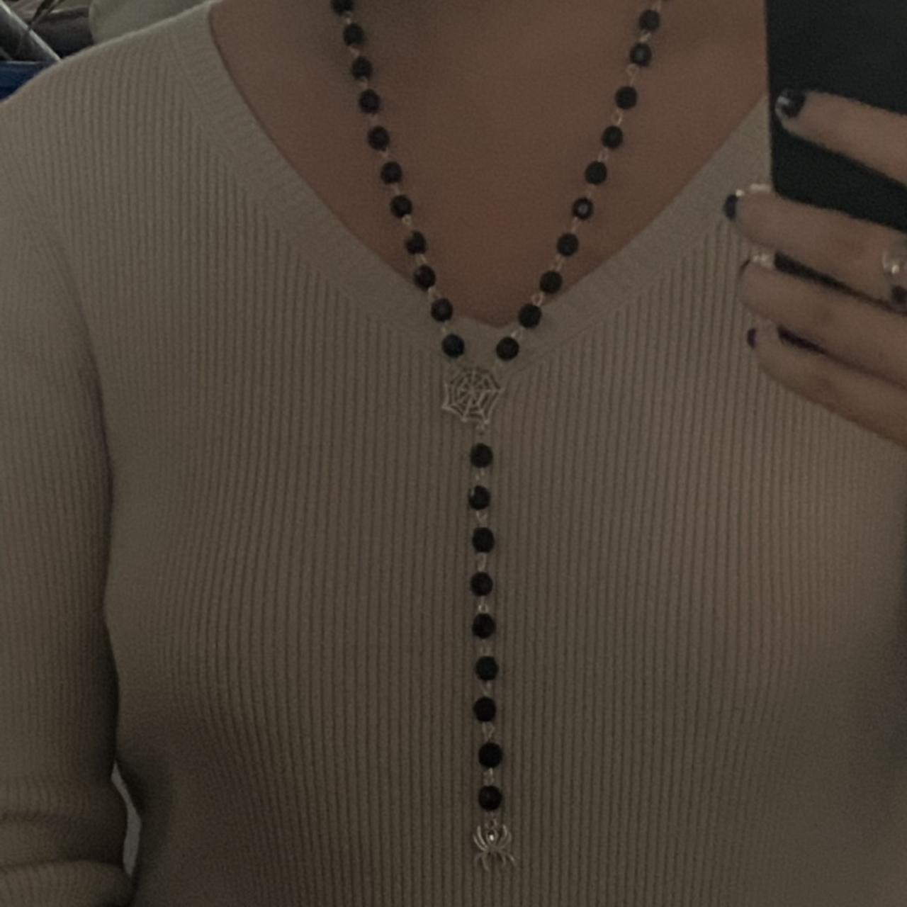 gothic spider rosary with black beads🕷 + free... Depop