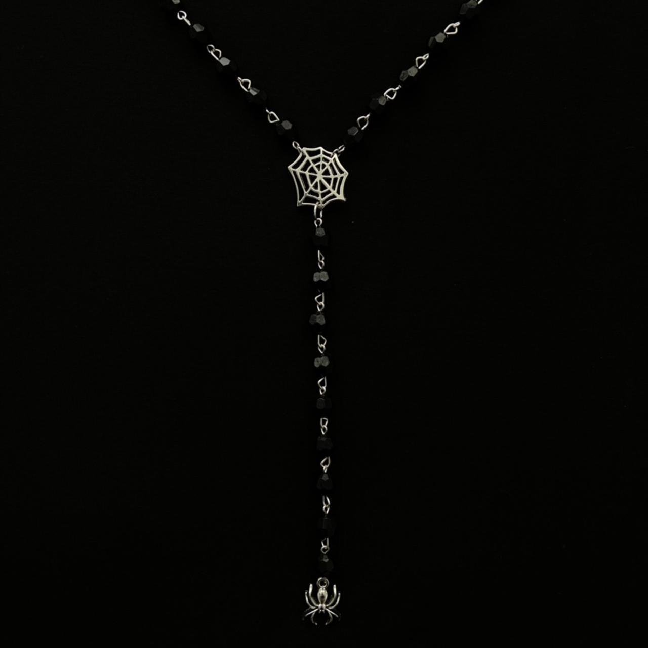 gothic spider rosary with black beads🕷 + free... Depop