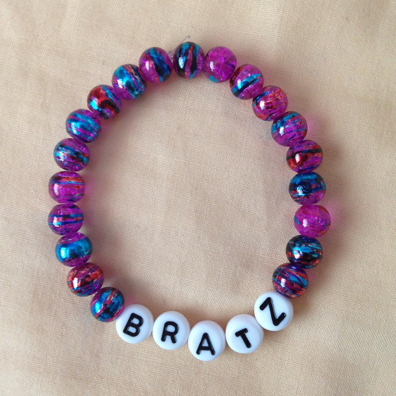 Bratz inspired purple letter and beads bracelet... - Depop
