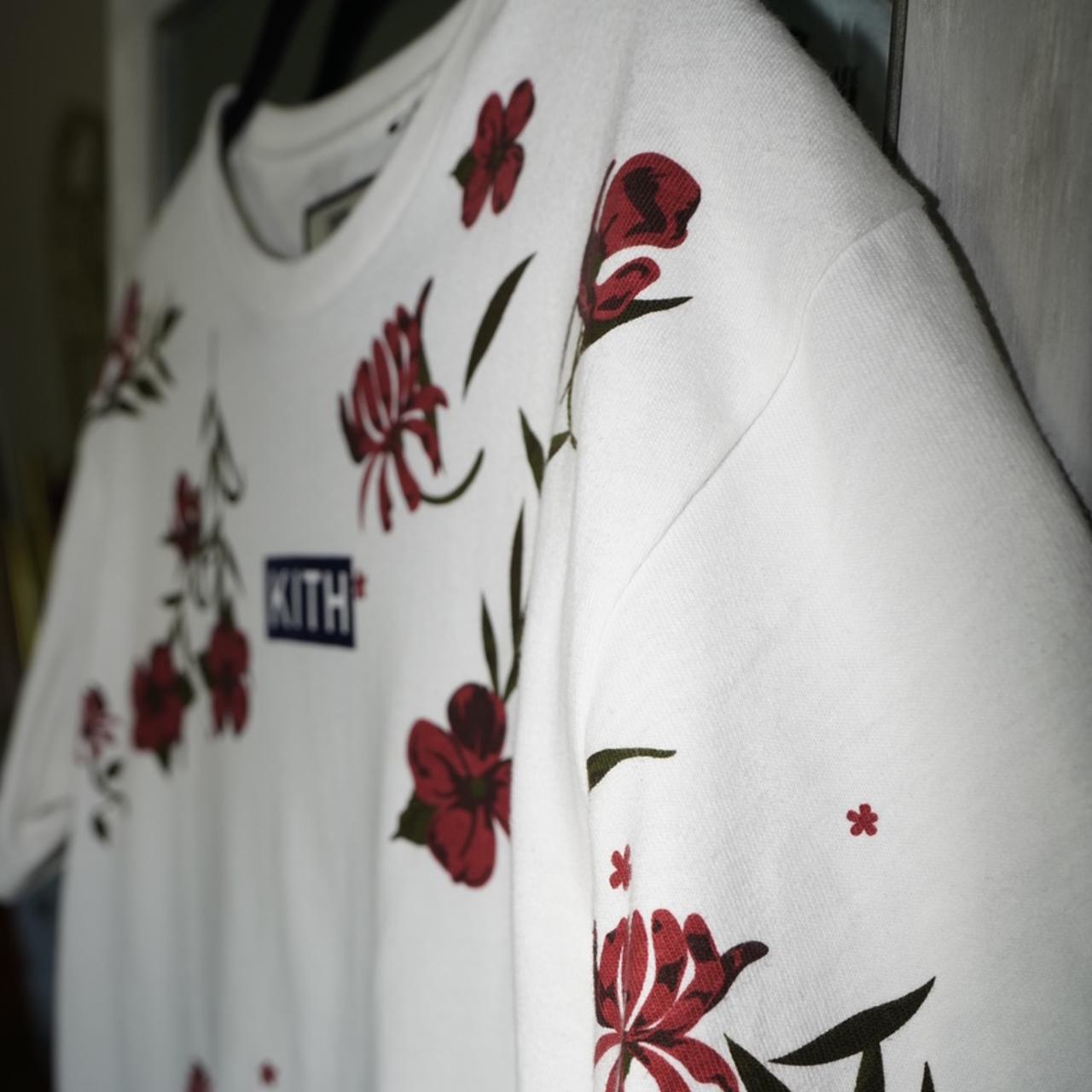 KITH “Floral Classic Logo Tee” (White/Red) Size:... - Depop