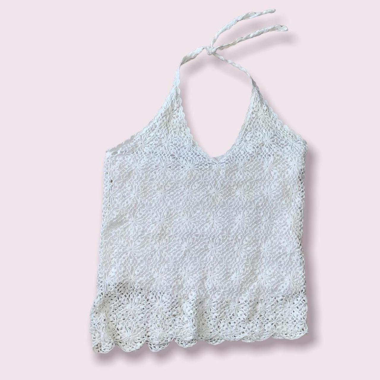White crochet halter top 🦋£2 tracked shipping Red... - Depop