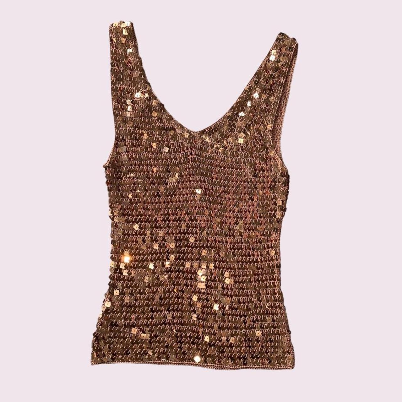 90s 00s sequin crochet top 🦋Free UK shipping Copper... Depop