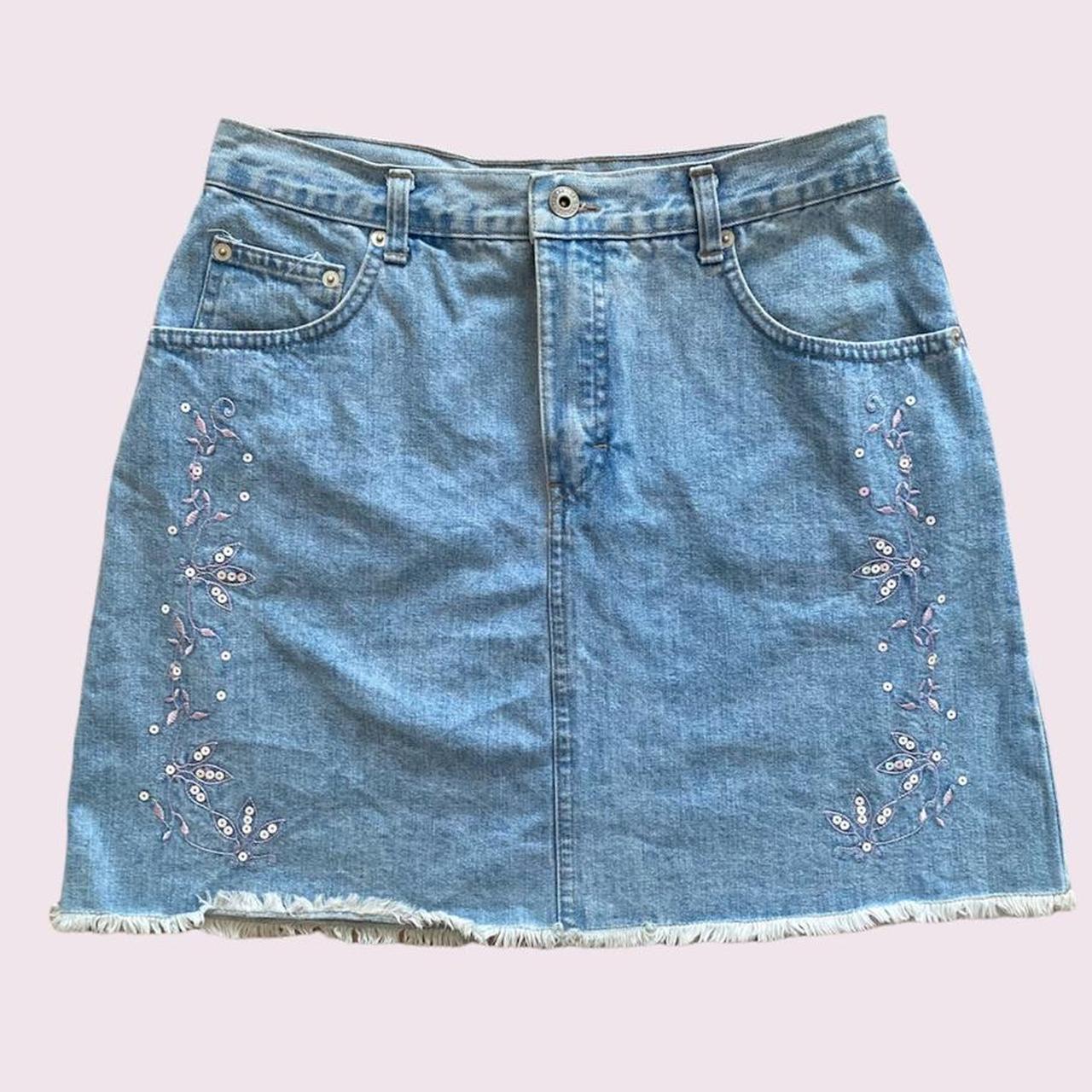 2000s embroidered denim skirt 🦋Free UK shipping M&S... - Depop