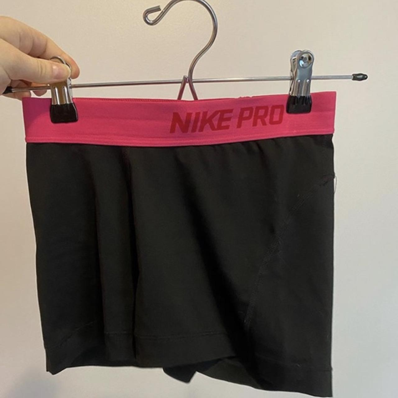 Nike Pro pink band spandex shorts, size XS ~perfect... - Depop