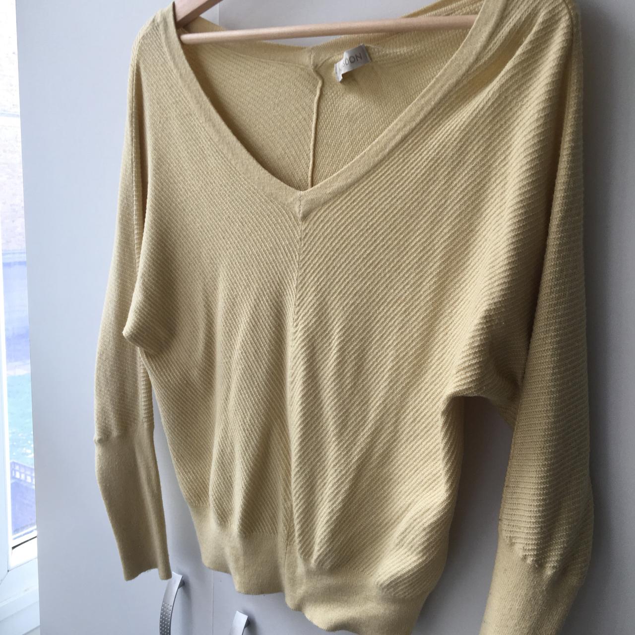 Pale yellow sweater. Monsoon bardot jumper / v... - Depop