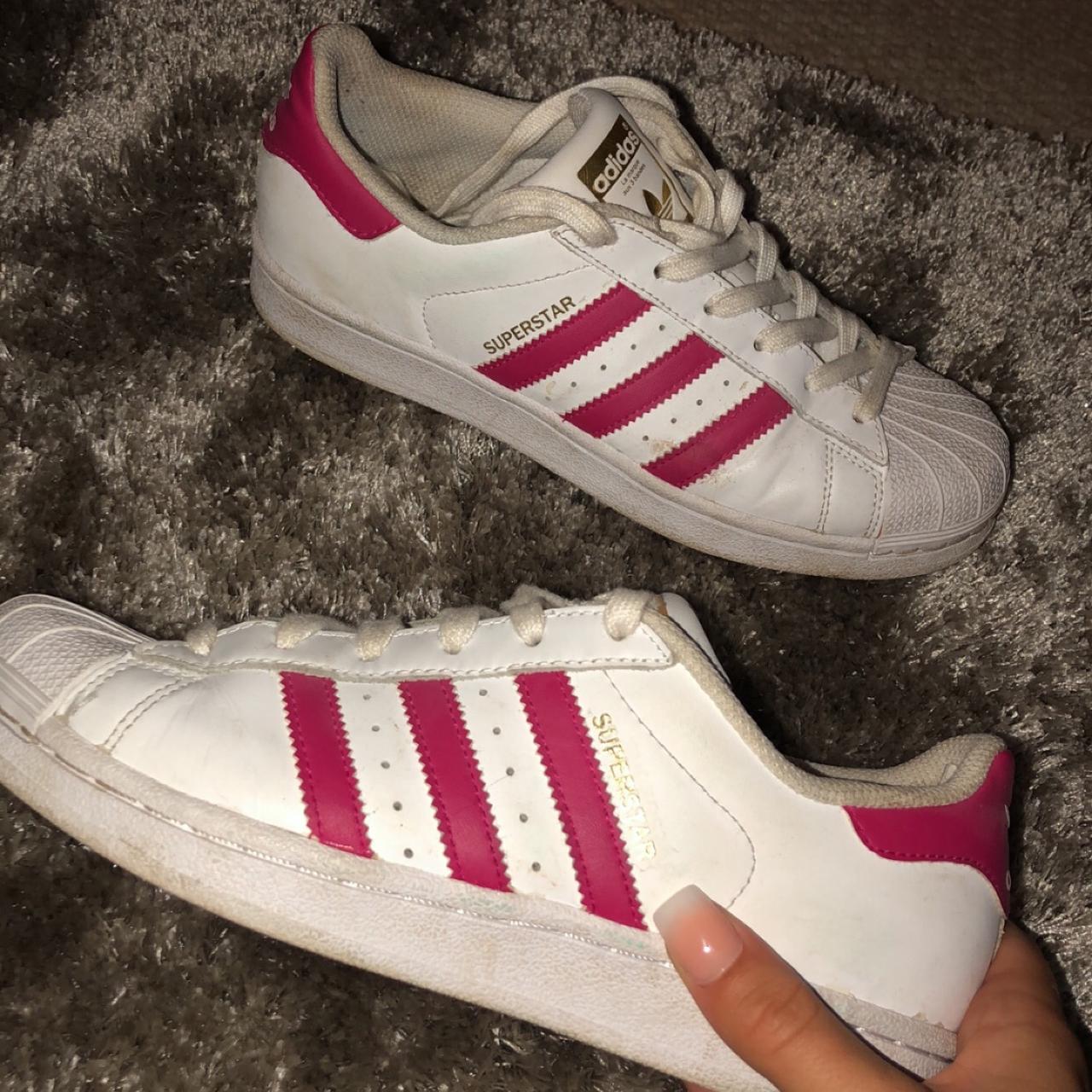 Adidas superstar outlet pink stripes