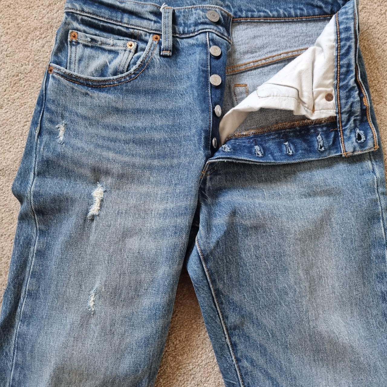 Classic Levi 501 ripped knee jeans. Hardly worn and... - Depop