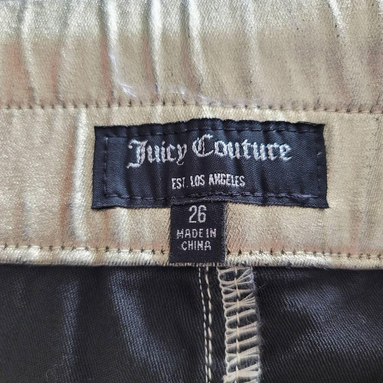 Juicy Couture Laguna Coated Metallic Jeans in Gold... - Depop