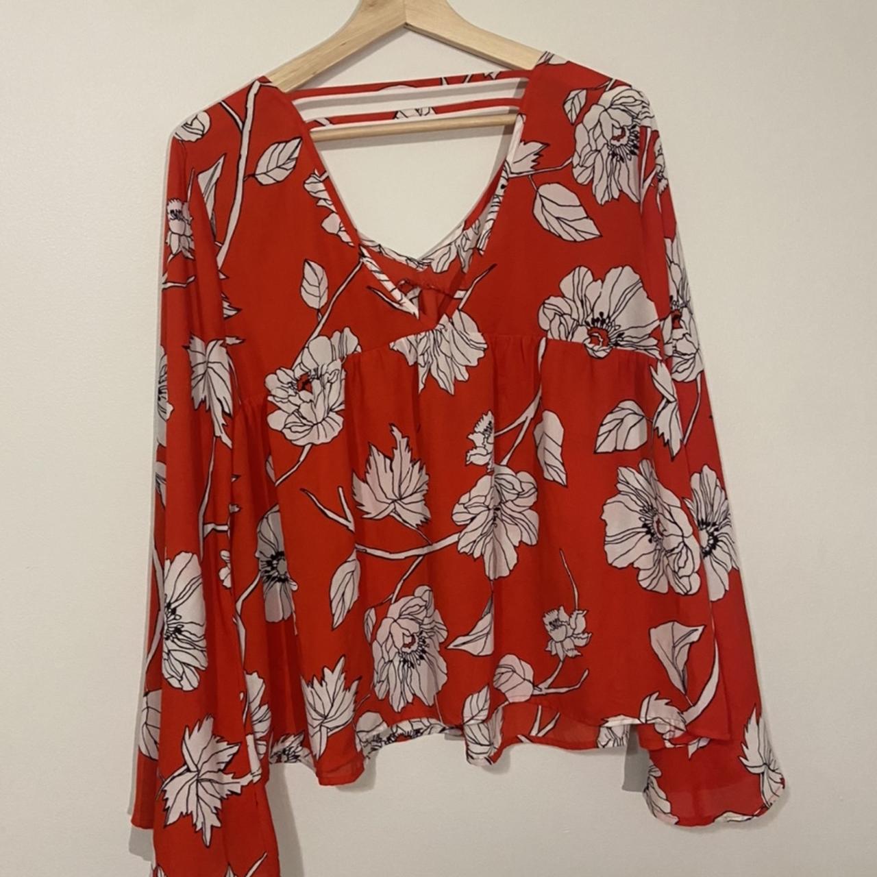 Nordstrom Women's Red and White Blouse | Depop