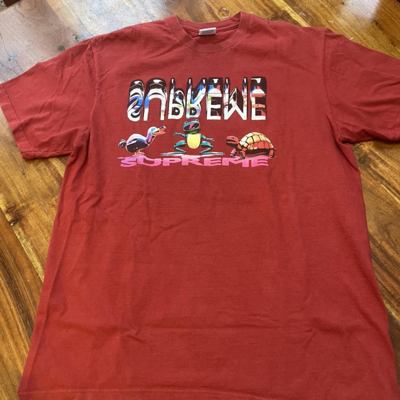 Supreme Vintage red t-shirt medium upside down... - Depop