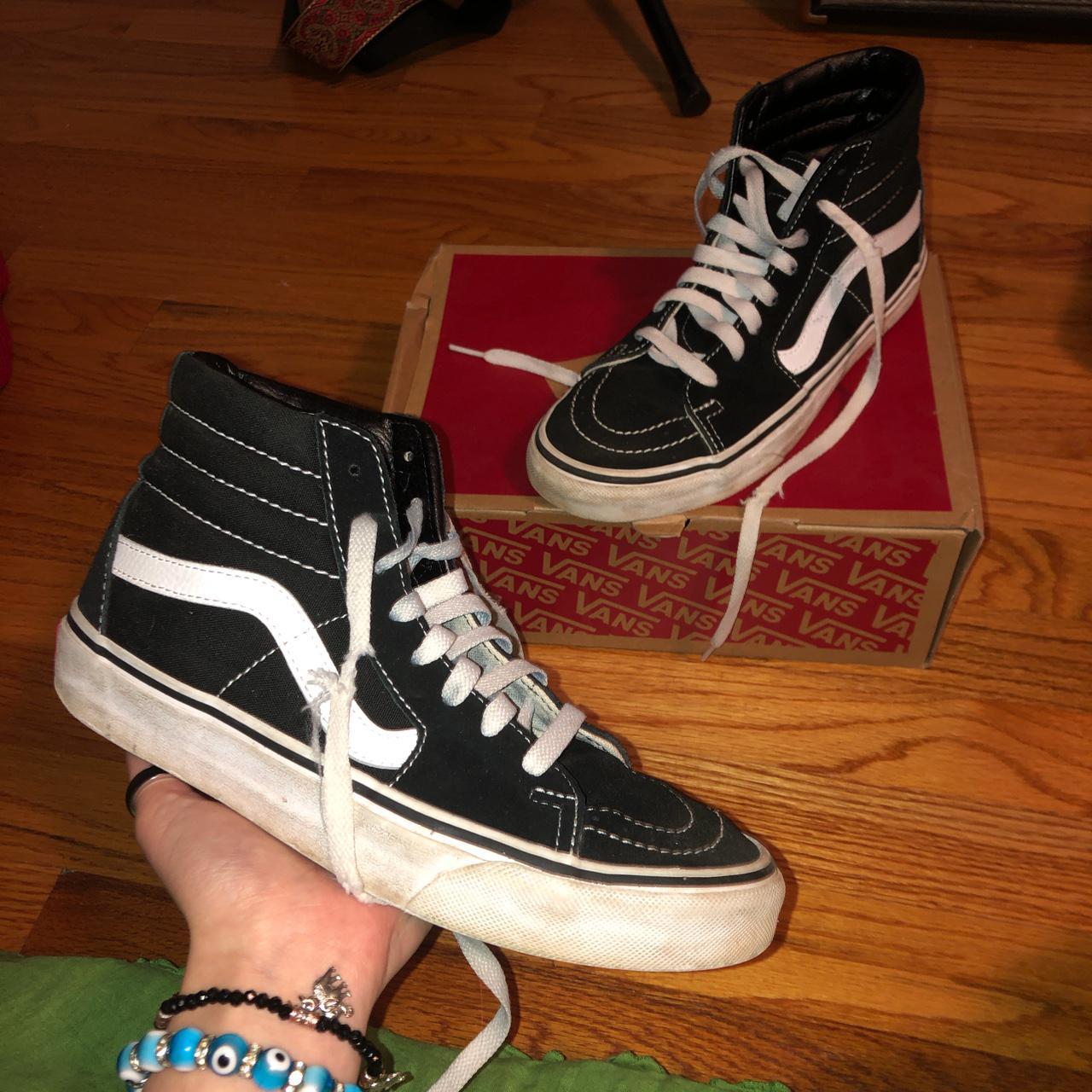 black/white high top vans US woman’s size 6.5 US... - Depop