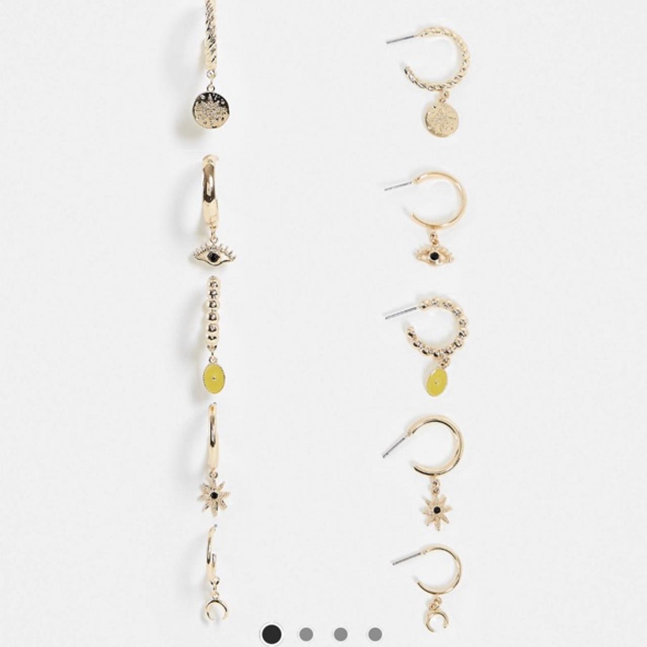 ASOS Monki Vivien pack drop hoop earrings in gold