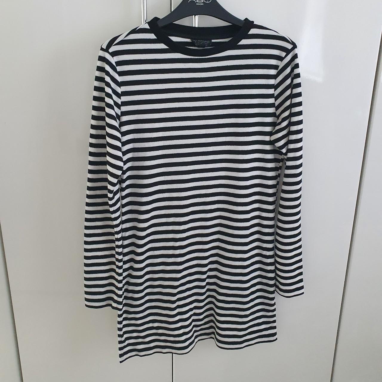 Black and white stripped dress size 8 from Topshop... - Depop