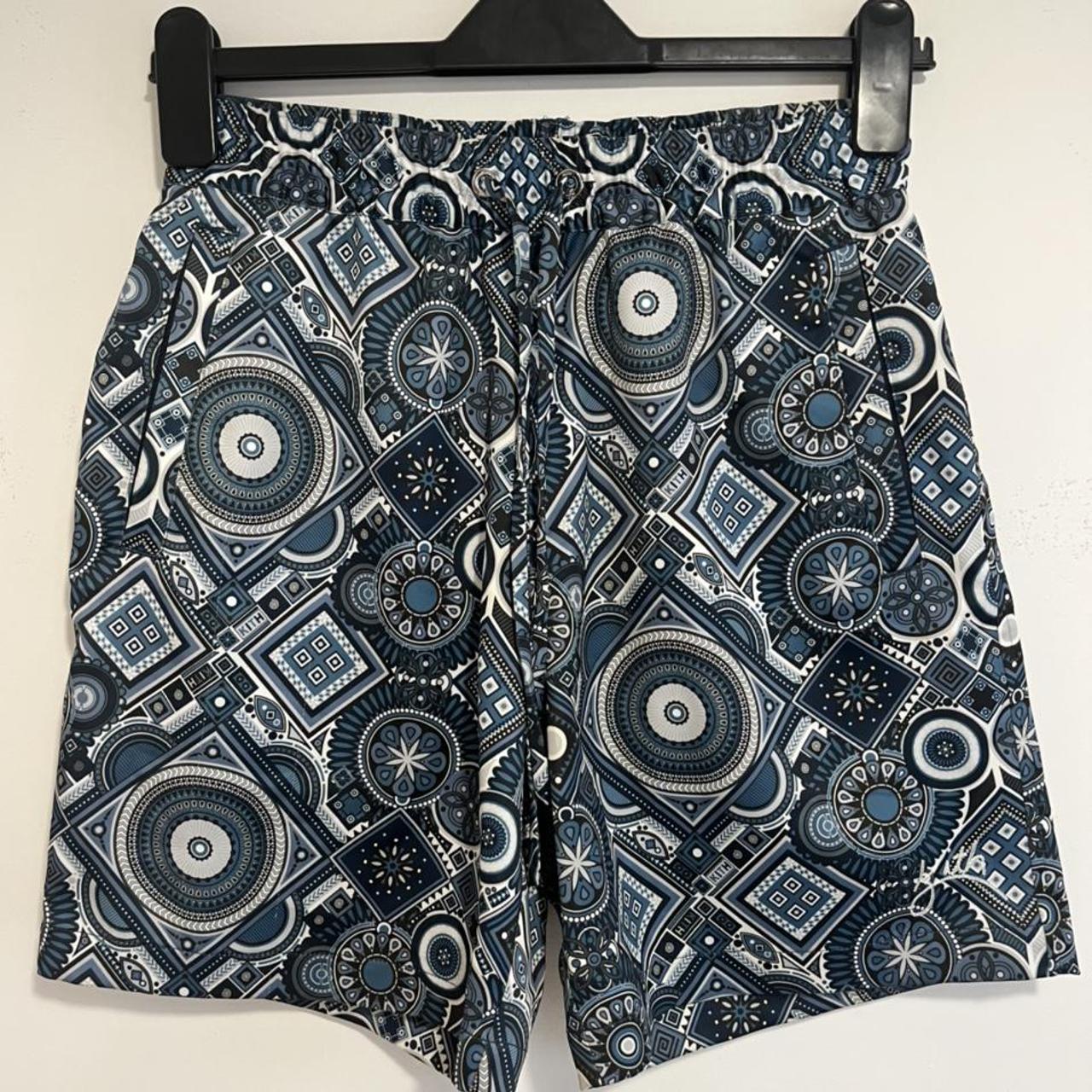 KITH bandana paisley shorts, Blue silver &...