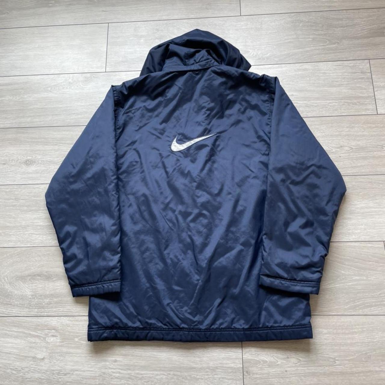 Early Y2K Navy Nike Swoosh Jacket Removable hood /... - Depop