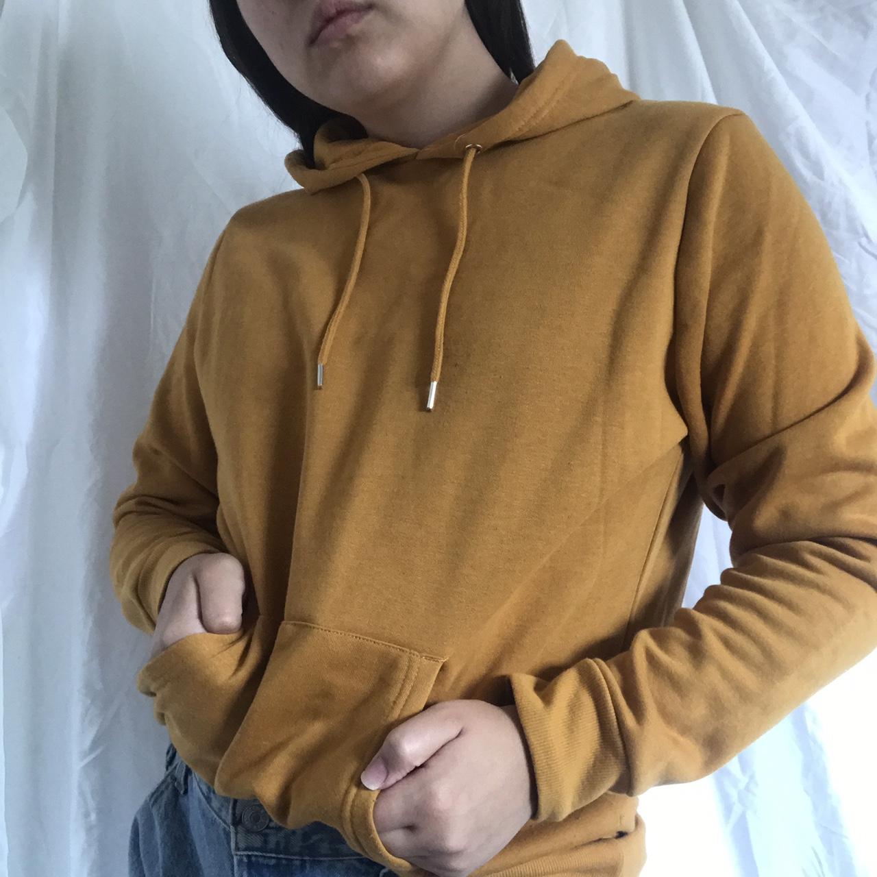 mustard yellow drawstring hoodie! super soft and... Depop
