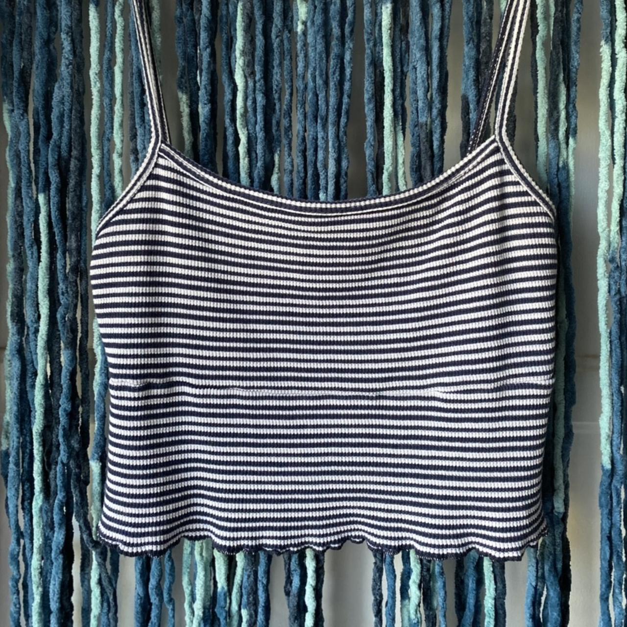 Brandy Melville navy blue and white tank