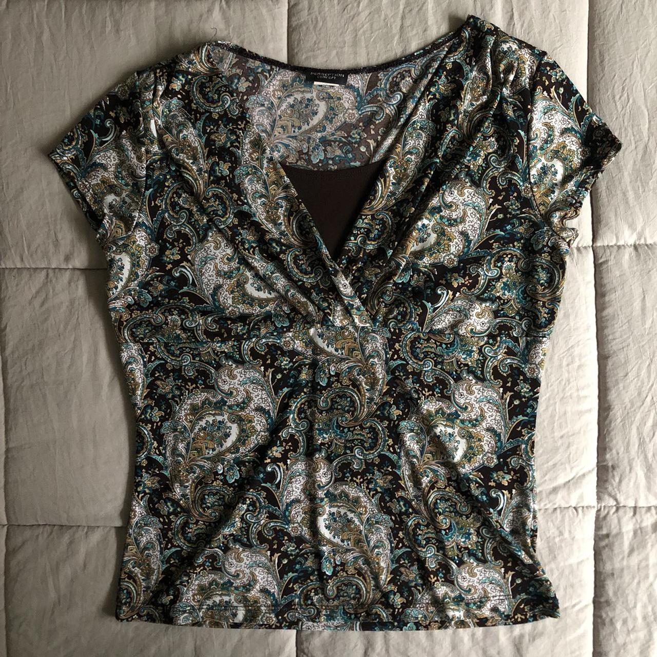 Women's Brown and Blue Blouse | Depop